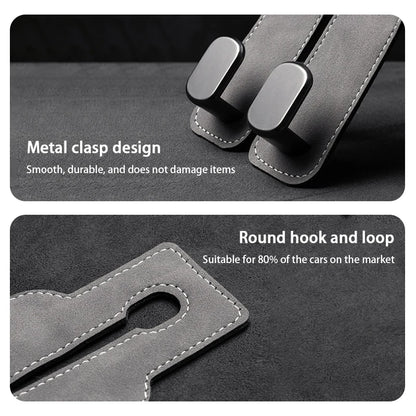 Black Car Headrest Dual Hook with Metal Clasp Design and Round Hook and Loop