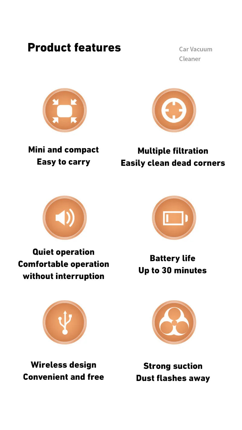 Portable Car Vacuum Cleaner Features