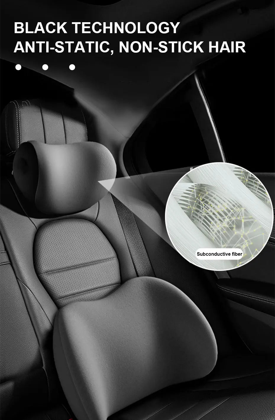 Car Neck and Lumbar Support Pillow with Anti Static Technology